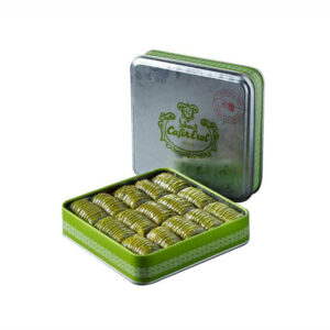 جعفر إيرول رولات البقلاوة بالفستق علبة معدنية خضراء 650 غم