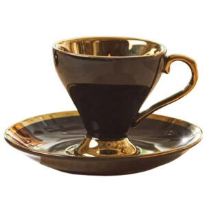 إمسان طقم فناجين قهوة أسود مذهب 6 فناجين